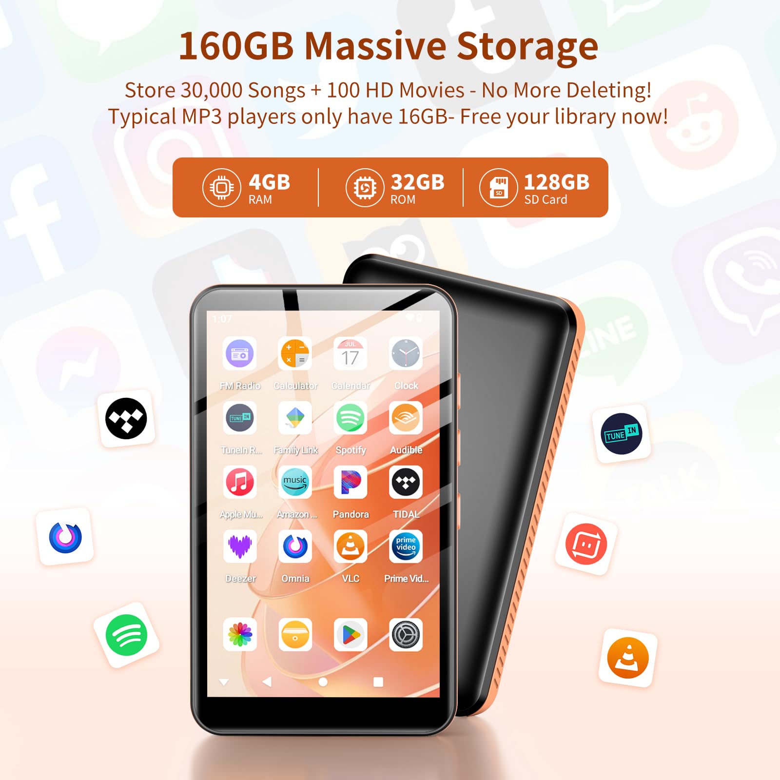 Amazon.com: Fanvace 160GB MP3 Player with Bluetooth WiFi, Android